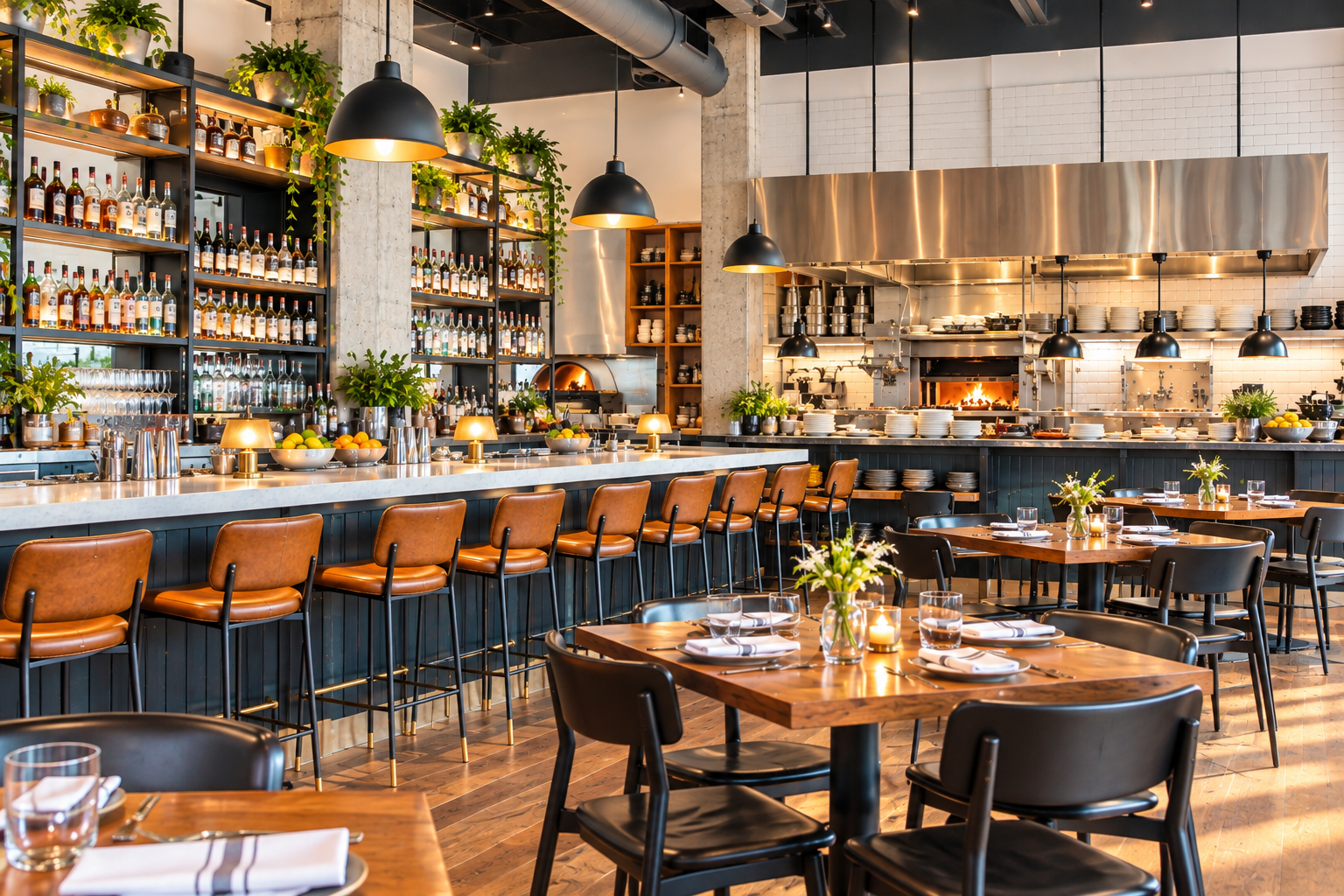 Warm Modern Restaurant Interior